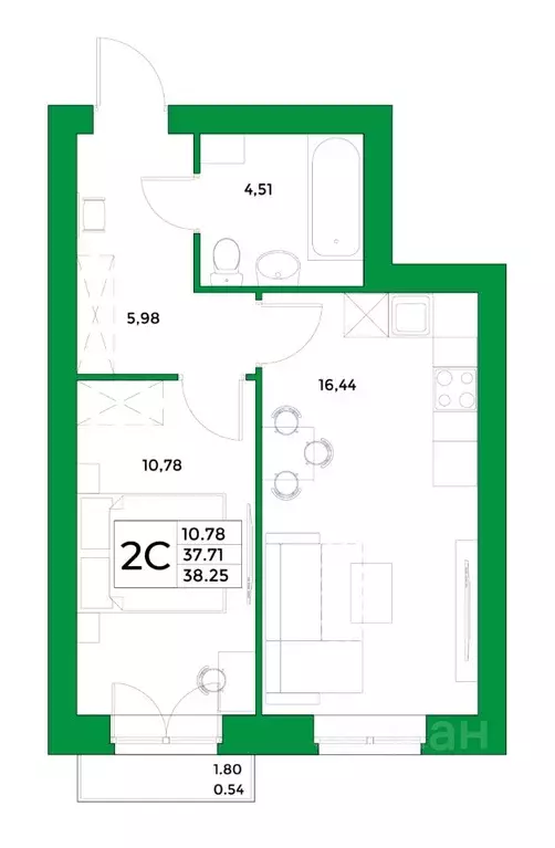 1-к кв. Башкортостан, Уфимский район, Зубовский сельсовет, с. Зубово ... - Фото 1