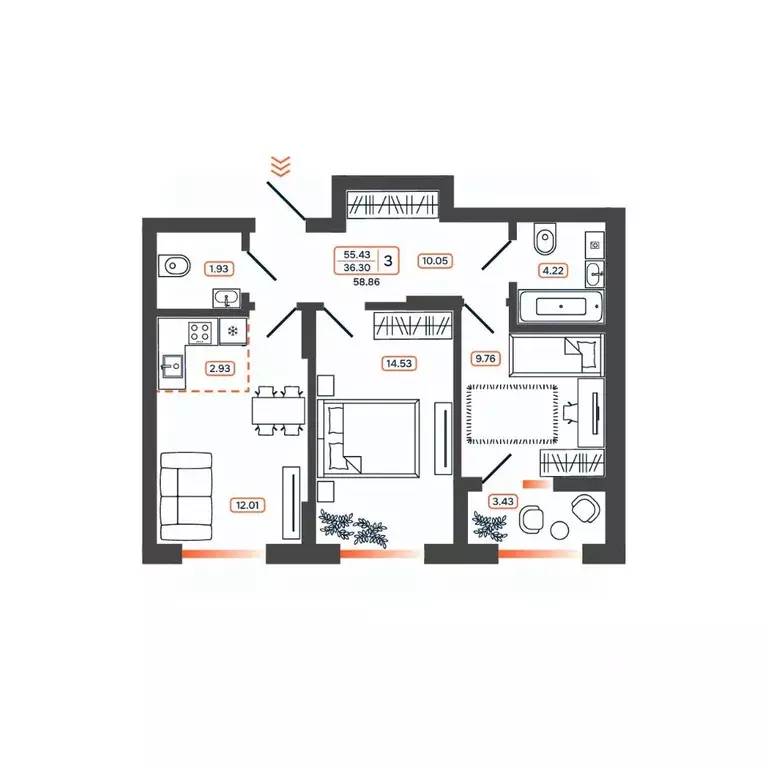3-к кв. Ростовская область, Батайск ул. Дружная, 10 (58.86 м) - Фото 1