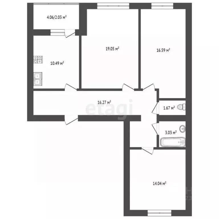 3-к кв. Башкортостан, Стерлитамак ул. Рашита Кудашева, 5 (80.5 м) - Фото 2