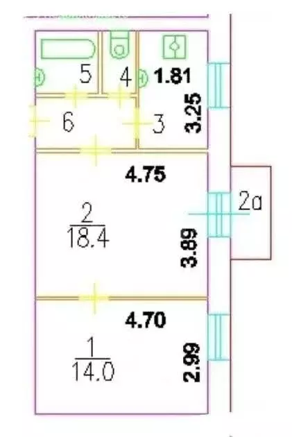 2-комнатная квартира: Москва, Пересветов переулок, 6 (47 м) - Фото 1