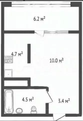 Студия Тюменская область, Тюмень ул. Эльвиры Федоровой, 1 (28.6 м) - Фото 1