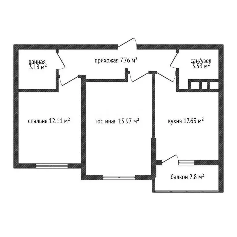 2-комнатная квартира: Краснодар, улица имени Генерала Корнилова, 9к1 ... - Фото 1