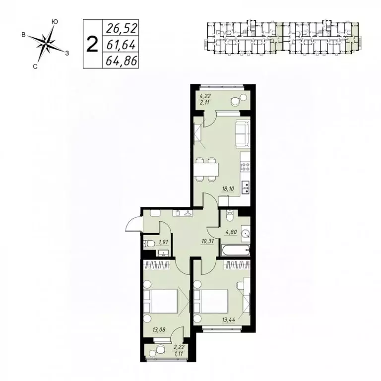 2-к кв. Тамбовская область, Тамбов Телецентр мкр, Строганов жилой ... - Фото 0