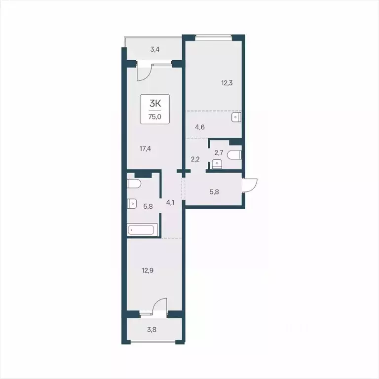 3-к кв. Новосибирская область, Новосибирск ул. Сибиряков-Гвардейцев, ... - Фото 1