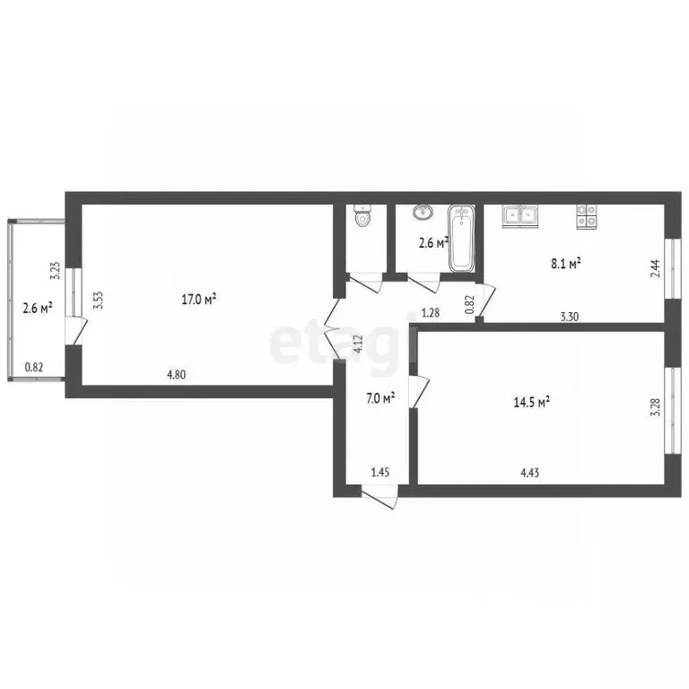 2-к кв. Самарская область, Самара Вольская ул., 63 (50.5 м) - Фото 2