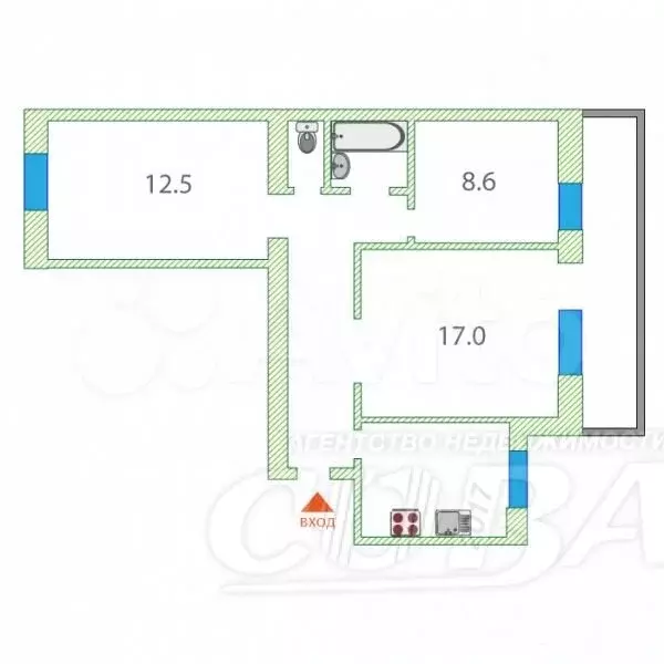 3-к. квартира, 60,4 м, 6/9 эт. - Фото 0