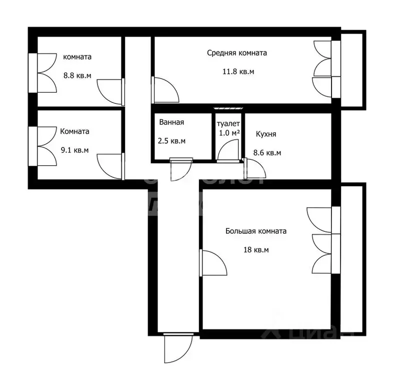 4-к кв. Томская область, Северск ул. Калинина, 96 (75.4 м) - Фото 2