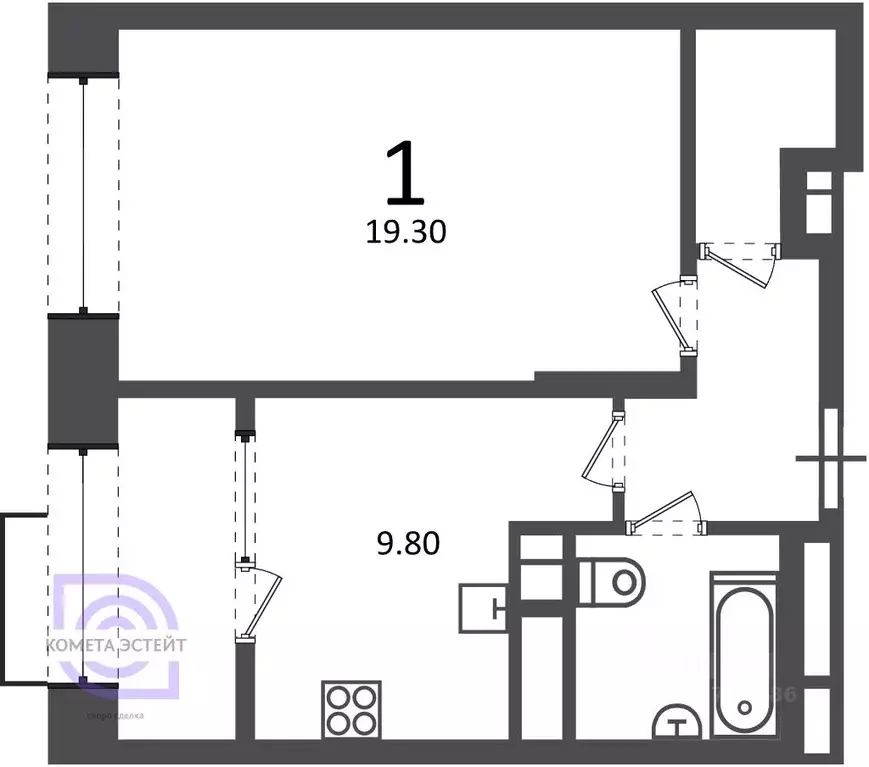 1-к кв. Москва Клинская ул., 2А (40.3 м) - Фото 2