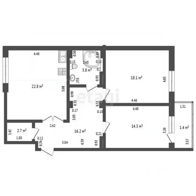 3-к кв. Забайкальский край, Чита Северный мкр, 73 (79.9 м) - Фото 1