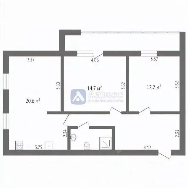 2-к кв. Тюменская область, Тюмень ул. Мельникайте, 129/1 (67.4 м) - Фото 2