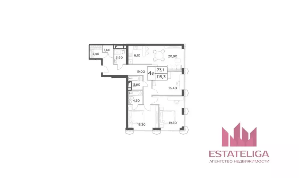 4-комнатная квартира: Москва, проспект Генерала Дорохова, вл1к3 (115.3 ... - Фото 1