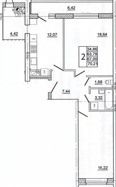2-к кв. Смоленская область, Смоленск ул. Нахимова, 23А (70.1 м) - Фото 1