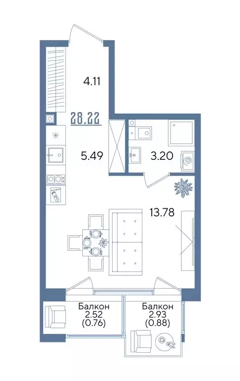 Квартира-студия: Казань, Авиастроительный район (28.22 м) - Фото 0