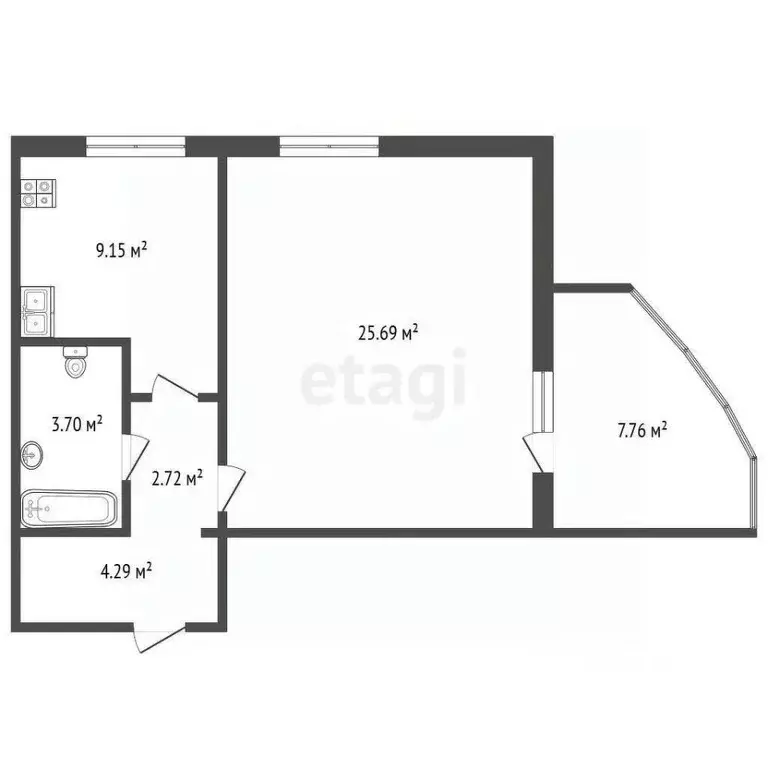 1-к кв. Тюменская область, Тюмень ул. Червишевский Тракт, 21к3 (45.8 ... - Фото 2