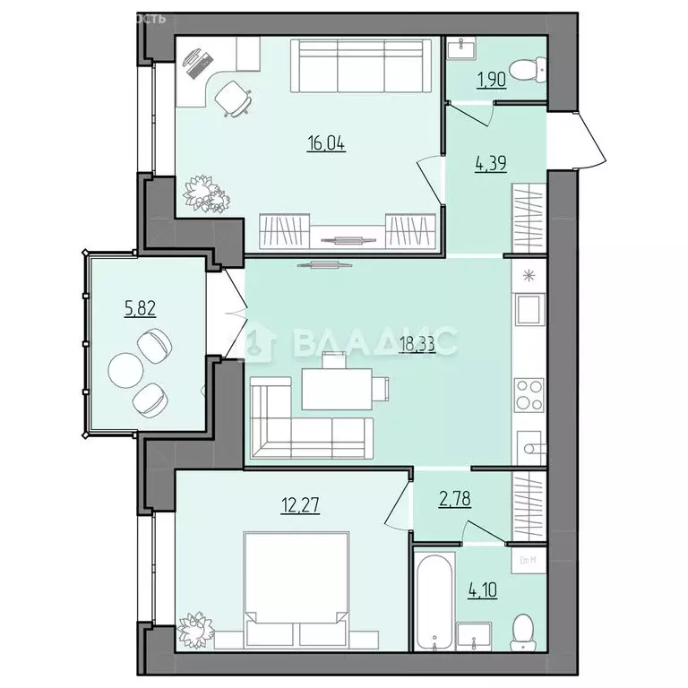 2-комнатная квартира: Рыбинск, Февральская улица, 12 (62.7 м) - Фото 1