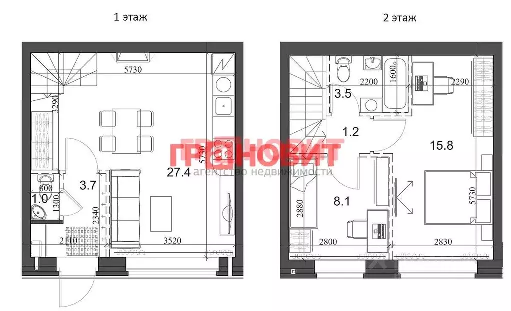 Квартира, 3 комнаты, 53.9 м - Фото 0