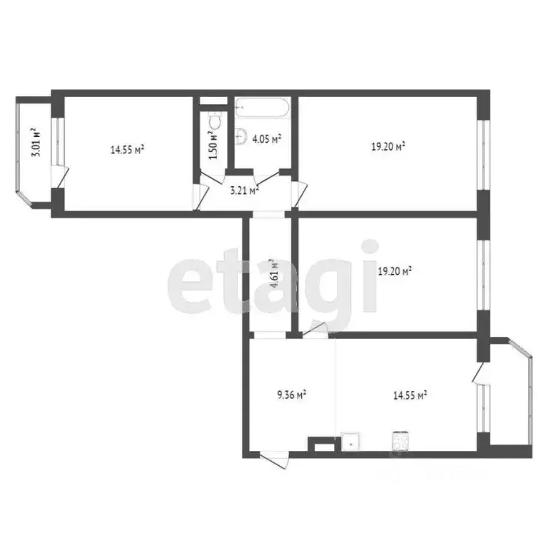 3-к кв. Тюменская область, Тюмень ул. Александра Митинского, 7 (92.4 ... - Фото 1