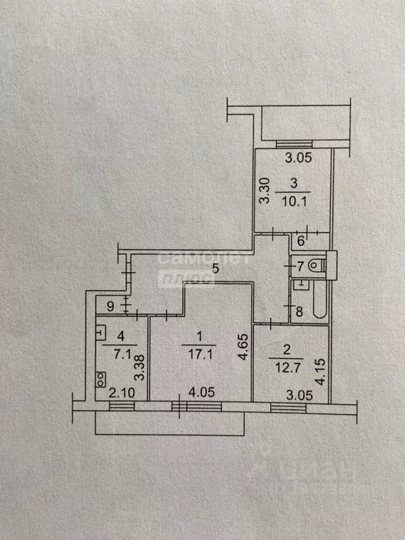 3-к кв. Томская область, Томск Новосибирская ул., 45 (65.2 м) - Фото 1