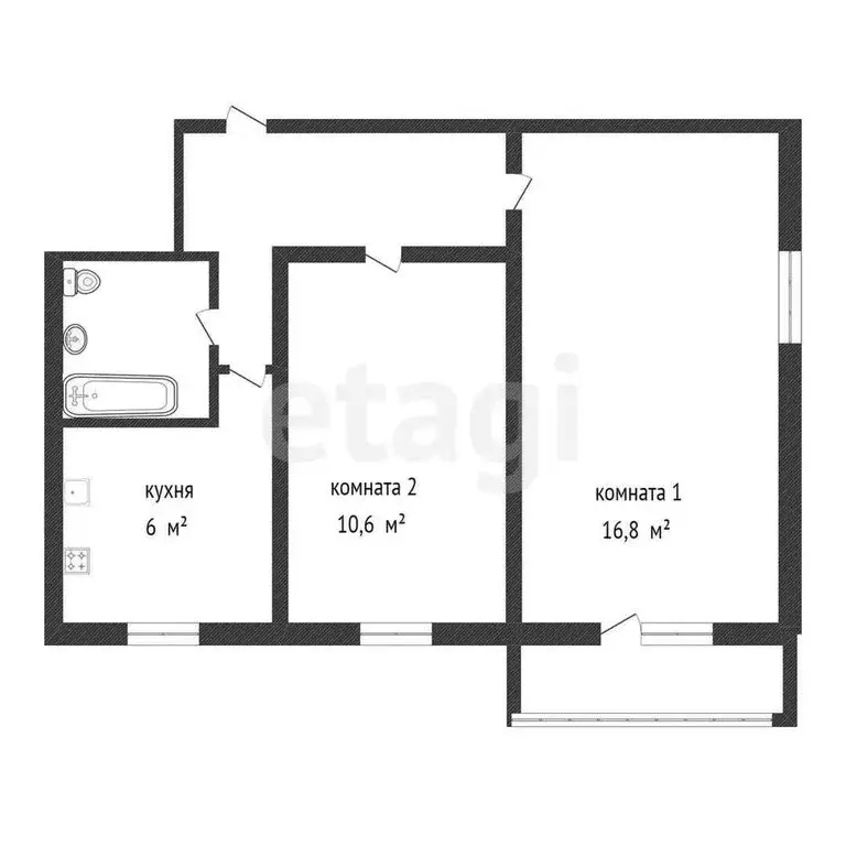 2-комнатная квартира: Златоуст, Дворцовая улица, 26 (41.8 м) - Фото 1
