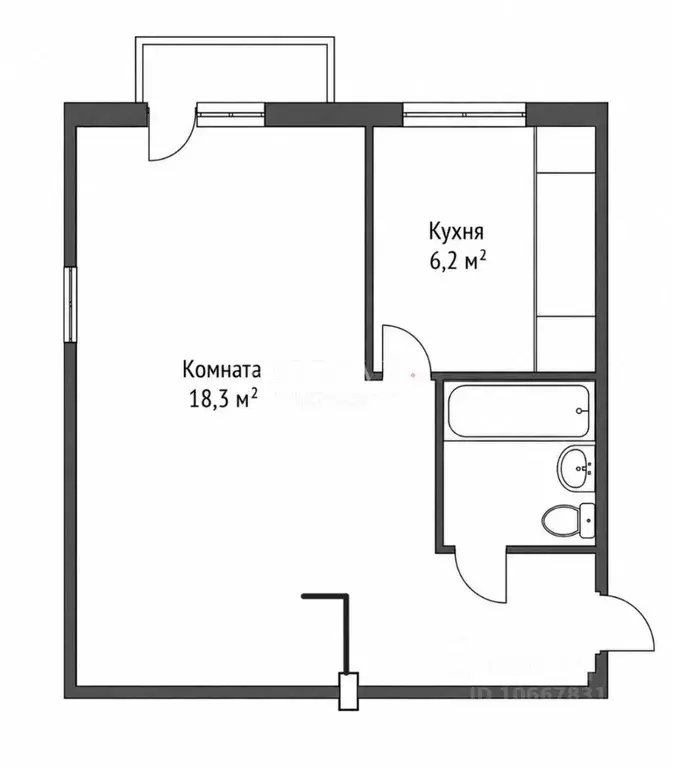 1-к кв. Московская область, Люберцы ул. Электрификации, 31 (30.8 м) - Фото 2