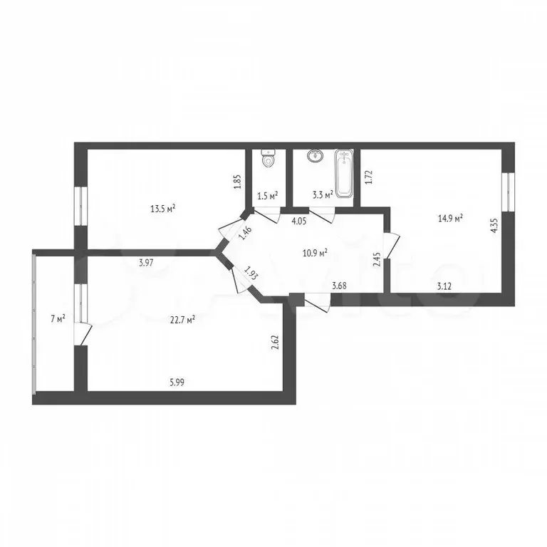 2-к. квартира, 50 м, 5/5 эт. - Фото 0