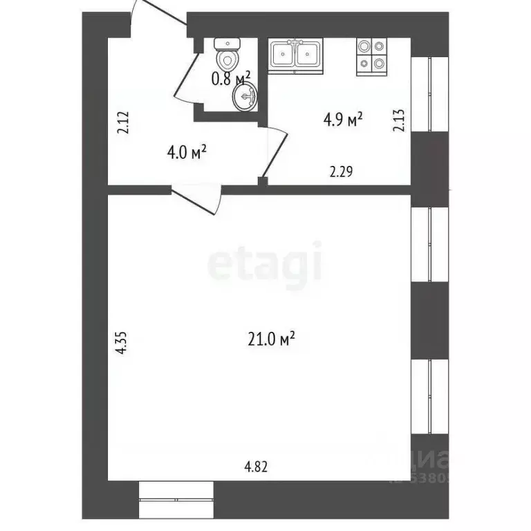 2-к кв. Ростовская область, Ростов-на-Дону Российская ул., 9 (31.0 м) - Фото 2