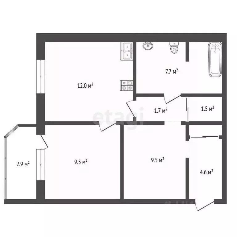 1-к кв. Тюменская область, Тюменский муниципальный округ, д. Дударева ... - Фото 2