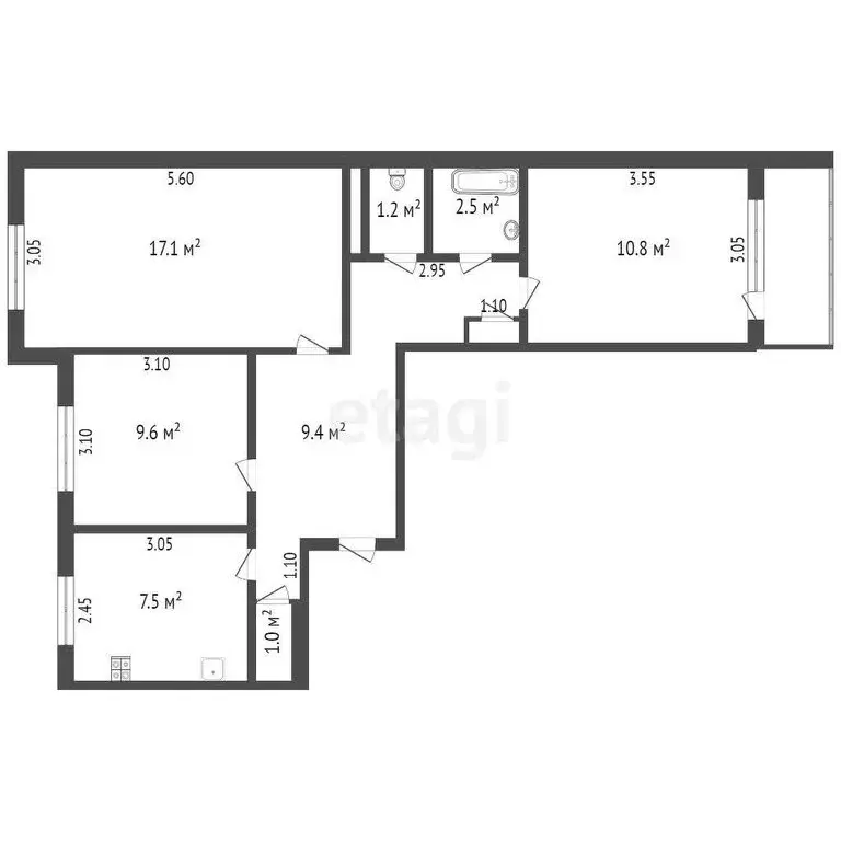3-комнатная квартира: Выкса, Центральный микрорайон, 18 (59.8 м) - Фото 0