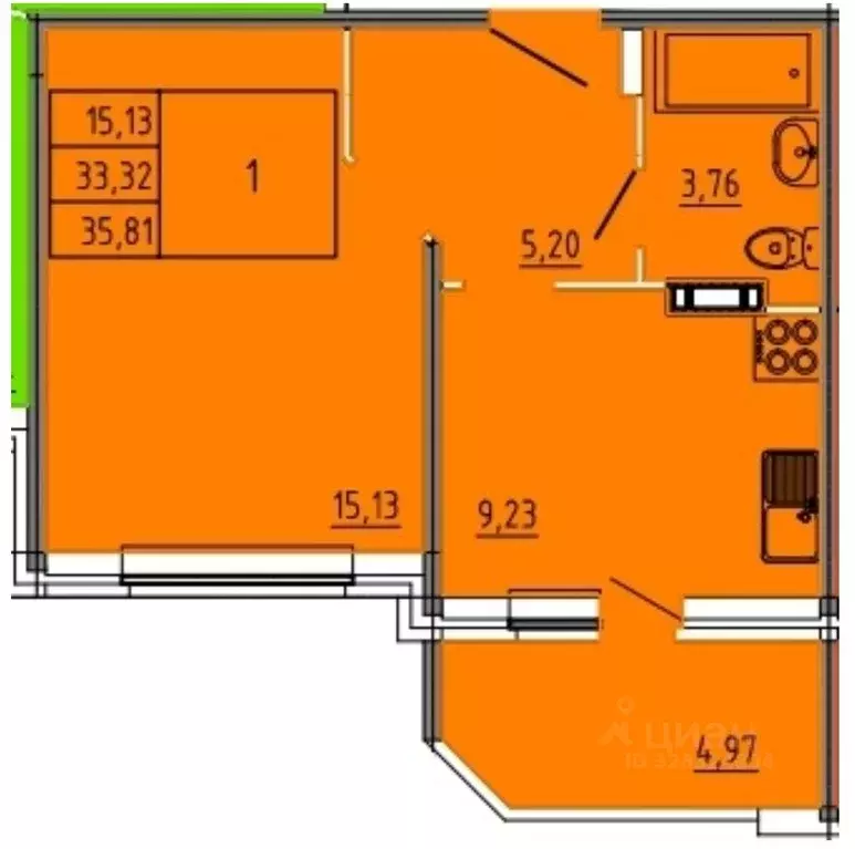 1-к кв. Брянская область, Брянский район, пос. Мичуринский ул. Андрея ... - Фото 1