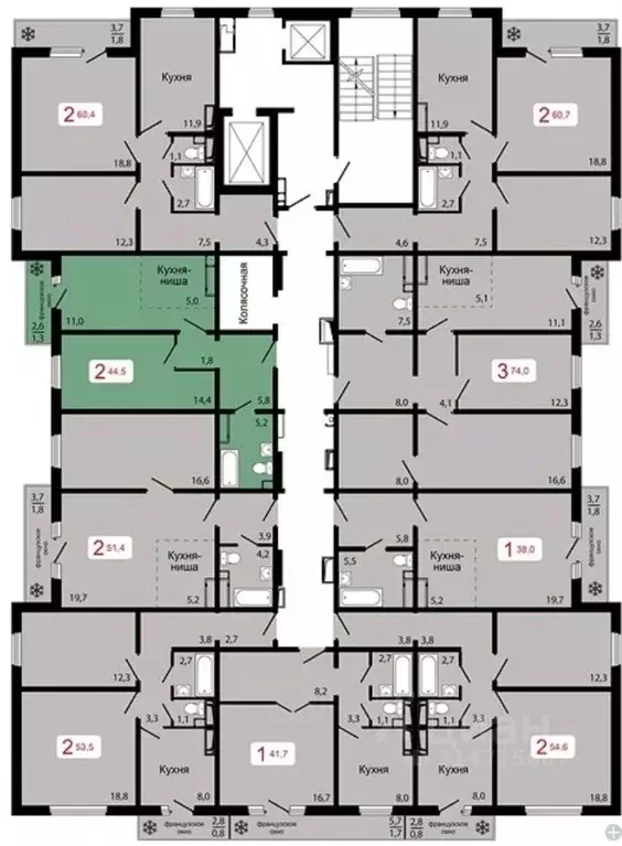 2-к кв. Красноярский край, Красноярск ул. Калинина (44.5 м) - Фото 1