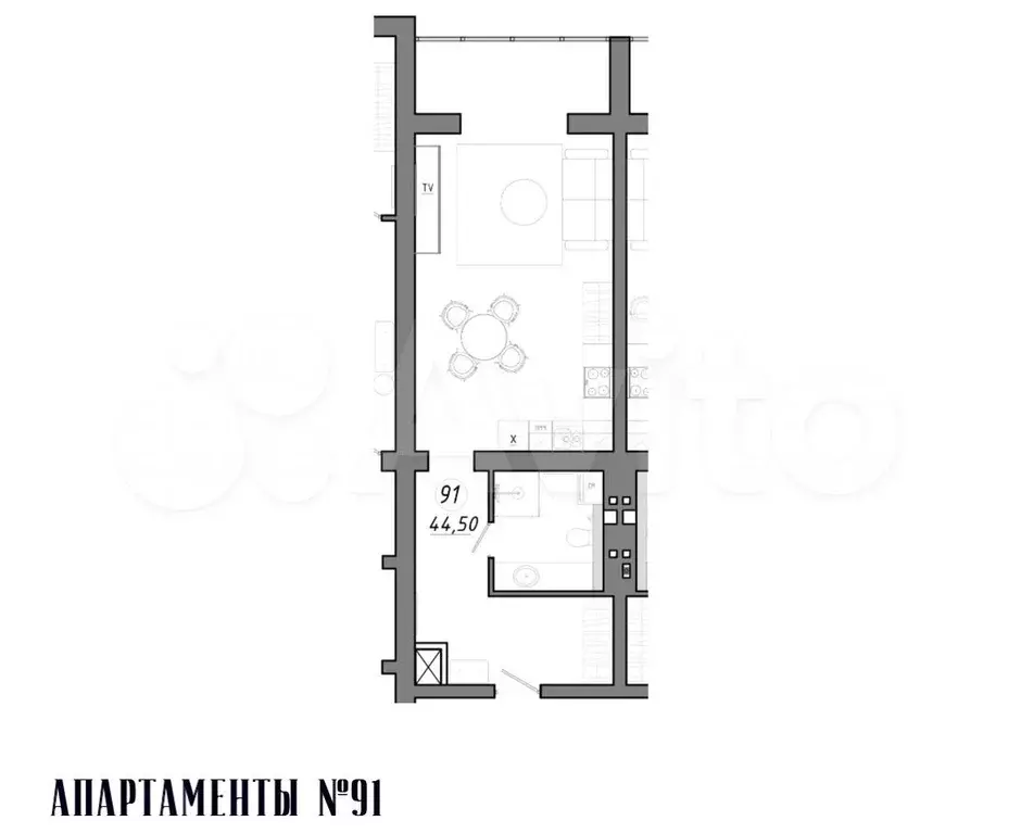 Апартаменты-студия, 45 м, 5/5 эт. - Фото 1