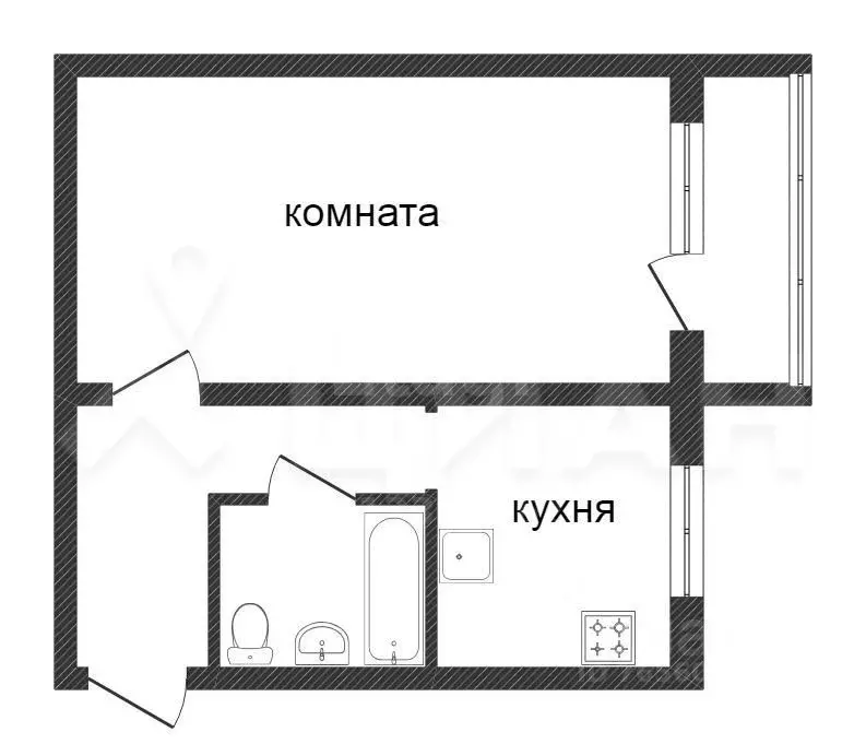 1-к кв. Самарская область, Тольятти Тополиная ул., 23 (35.2 м) - Фото 1