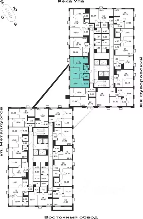 2-к кв. Тульская область, Тула Парк Патриот жилой комплекс (64.6 м) - Фото 2