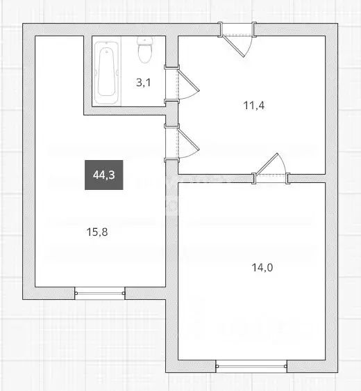 2-к кв. Новосибирская область, Новосибирск ул. Титова, 200 (44.3 м) - Фото 1