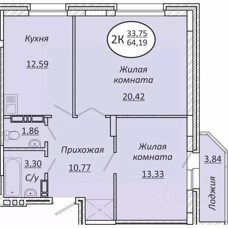 2-к кв. Новосибирская область, Новосибирск  (64.19 м) - Фото 0