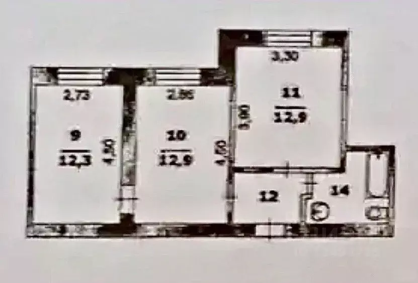 2-к кв. Белгородская область, Белгород ул. Железнякова, 14 (45.9 м) - Фото 2