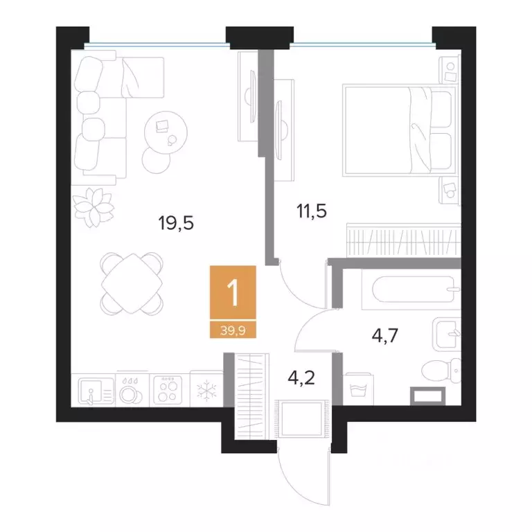 1-к кв. Курская область, Курск Парковый квартал Чувства жилой комплекс ... - Фото 1