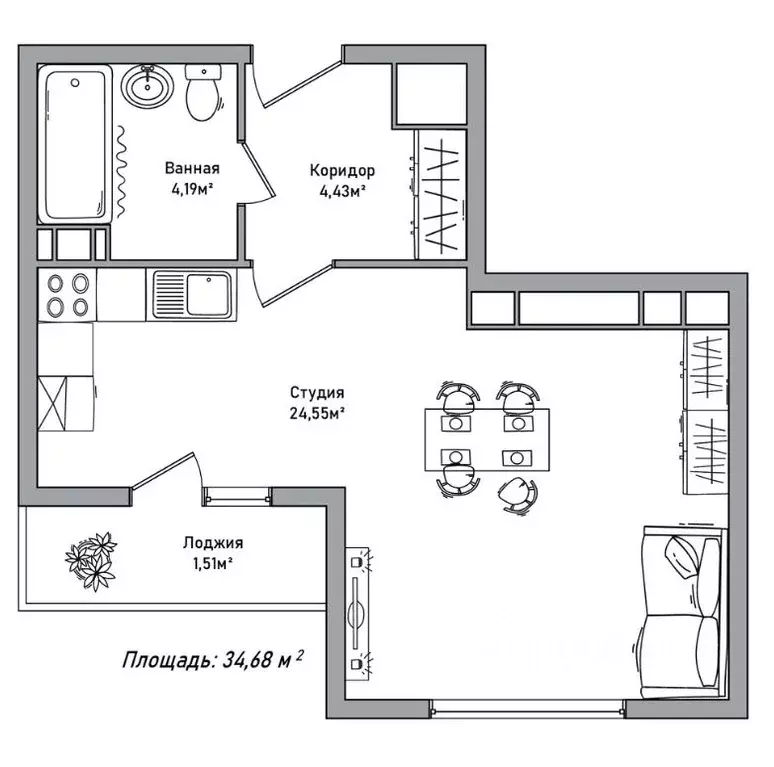 1-к кв. Ярославская область, Ярославль просп. Фрунзе, 56Д (34.0 м) - Фото 2