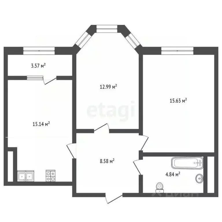 2-к кв. Тамбовская область, Тамбов Пахотная ул., 20 (60.75 м) - Фото 0