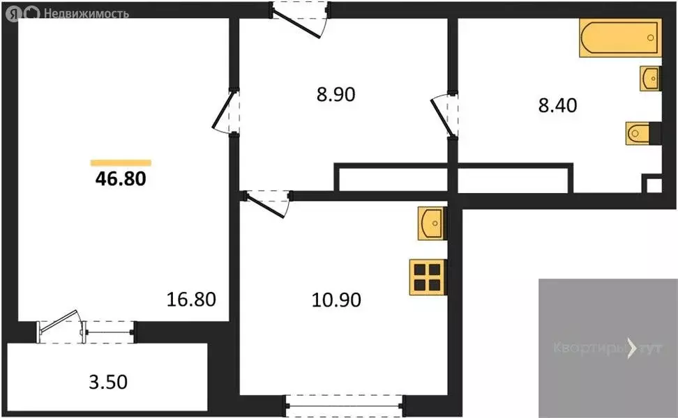 1-комнатная квартира: Воронеж, улица Пескова, 6 (46.7 м) - Фото 1