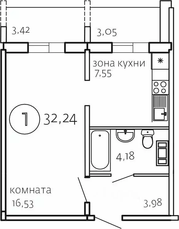 1-к кв. Челябинская область, Челябинск Хорошее Решение жилой комплекс ... - Фото 0