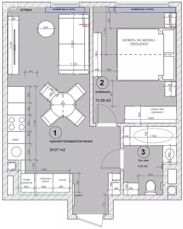 1-комнатная квартира: Москва, улица Генерала Глаголева, 14Ак1 (41.7 м) - Фото 1