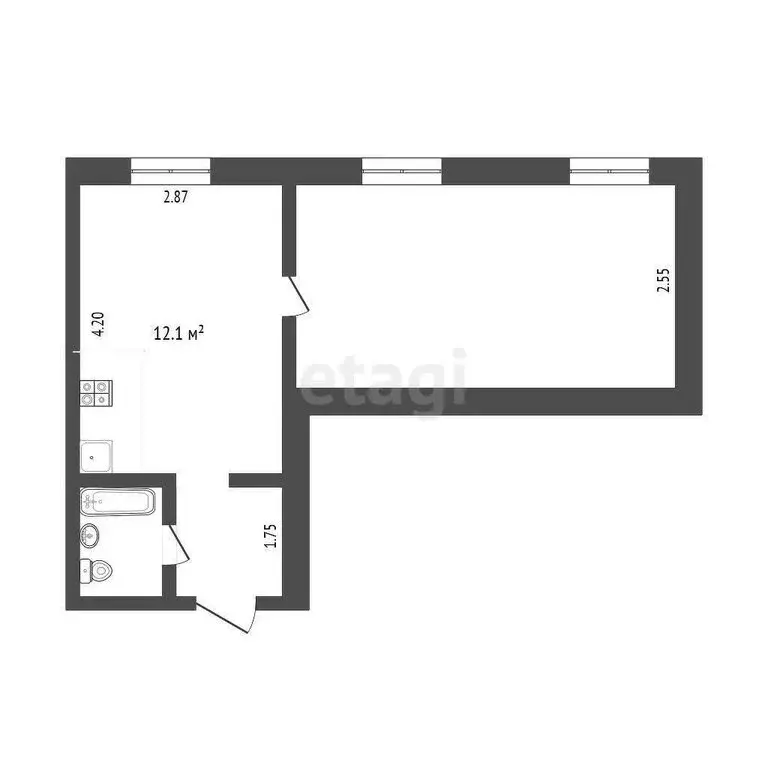 1-комнатная квартира: Тюмень, улица Энергетиков, 30А (32 м) - Фото 0