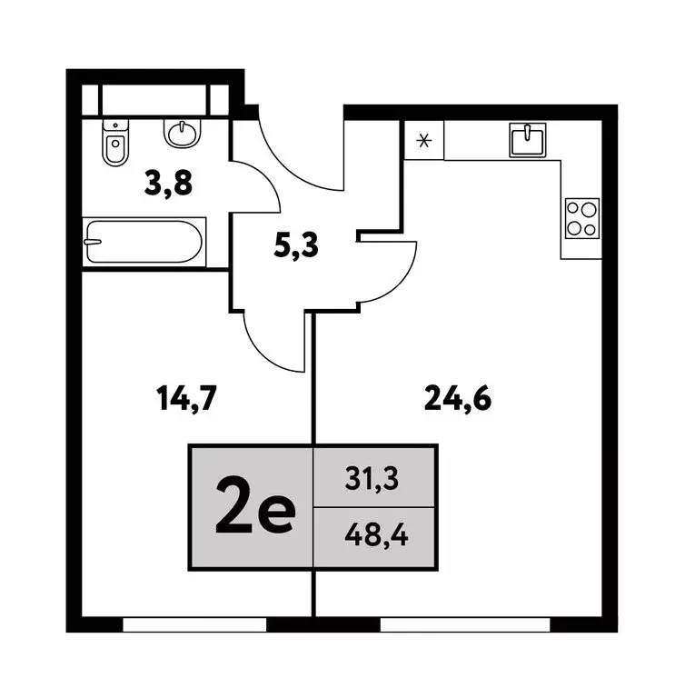 2-комнатная квартира: Москва, Фестивальная улица, 15к4 (48.4 м) - Фото 0