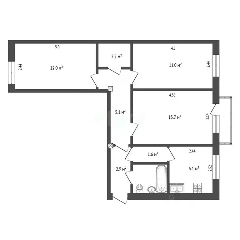 3-к кв. Вологодская область, Череповец Устюженская ул., 26 (58.0 м) - Фото 1