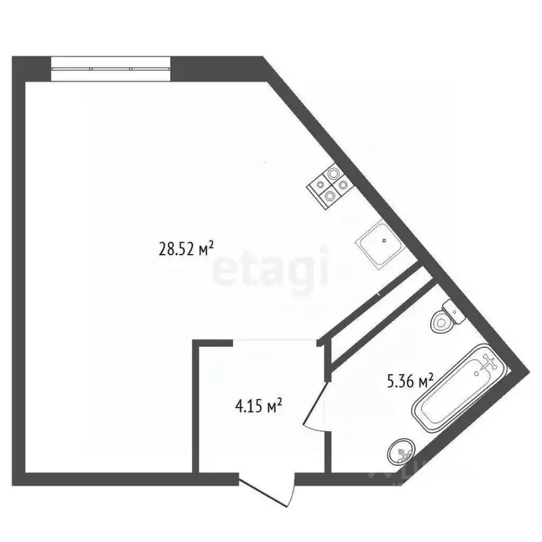 Студия Тюменская область, Тюмень ул. Первооткрывателей, 10 (38.6 м) - Фото 2