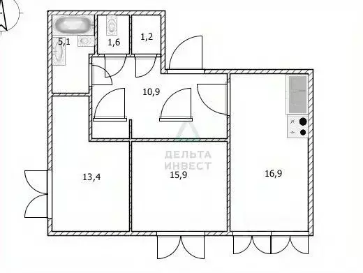 2-к кв. Башкортостан, Уфа ул. Бориса Домашникова, 22 (61.8 м) - Фото 1