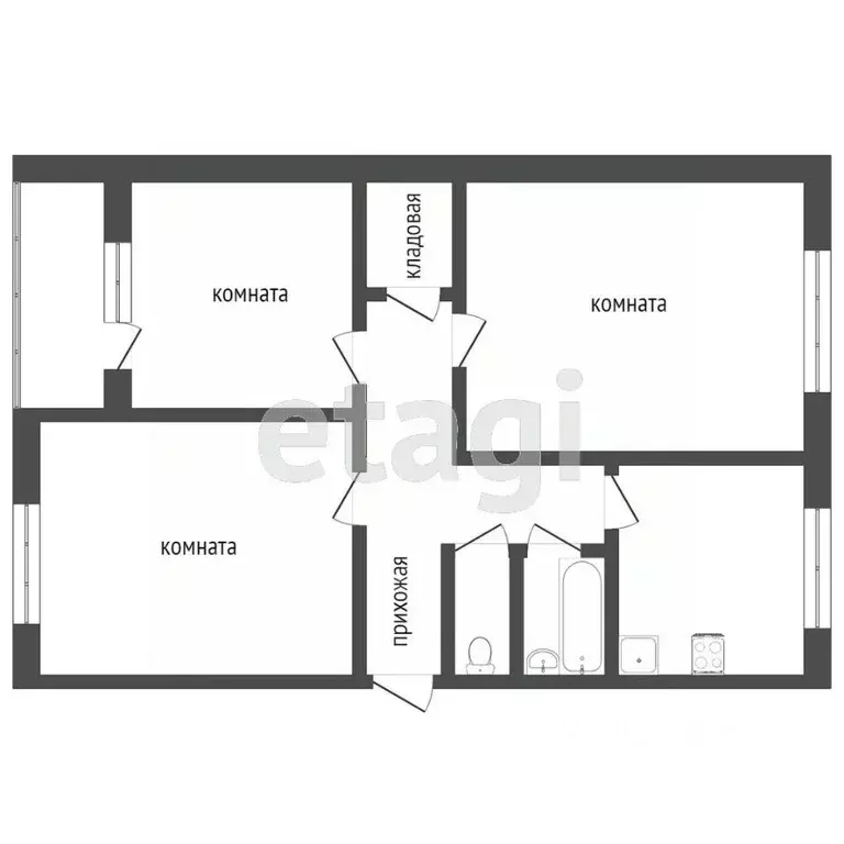 3-к кв. Ростовская область, Ростов-на-Дону Таганрогская ул., 147 (65.0 ... - Фото 0