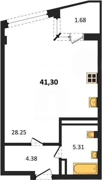 Квартира-студия: Севастополь, улица Лётчиков, 10 (41.3 м) - Фото 1
