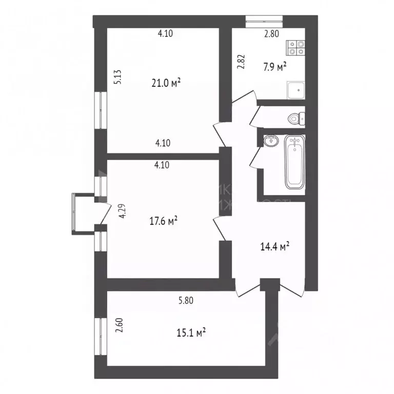 3-к кв. Тюменская область, Тюмень Микрорайон мыс, ул. Макарова, 21 ... - Фото 1